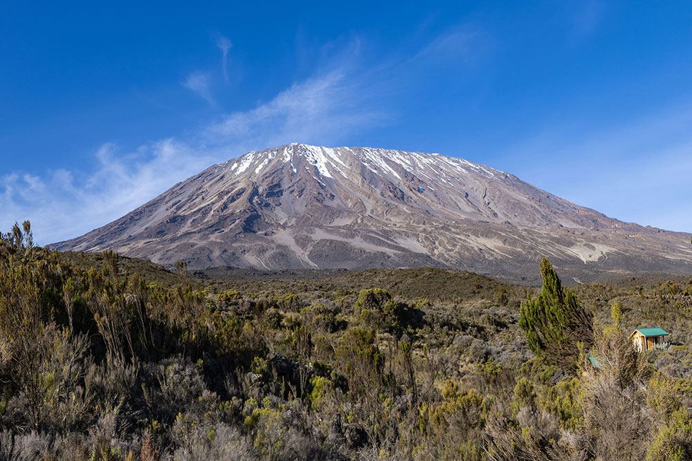 Snow-capped summit of Mount Kilimanjaro